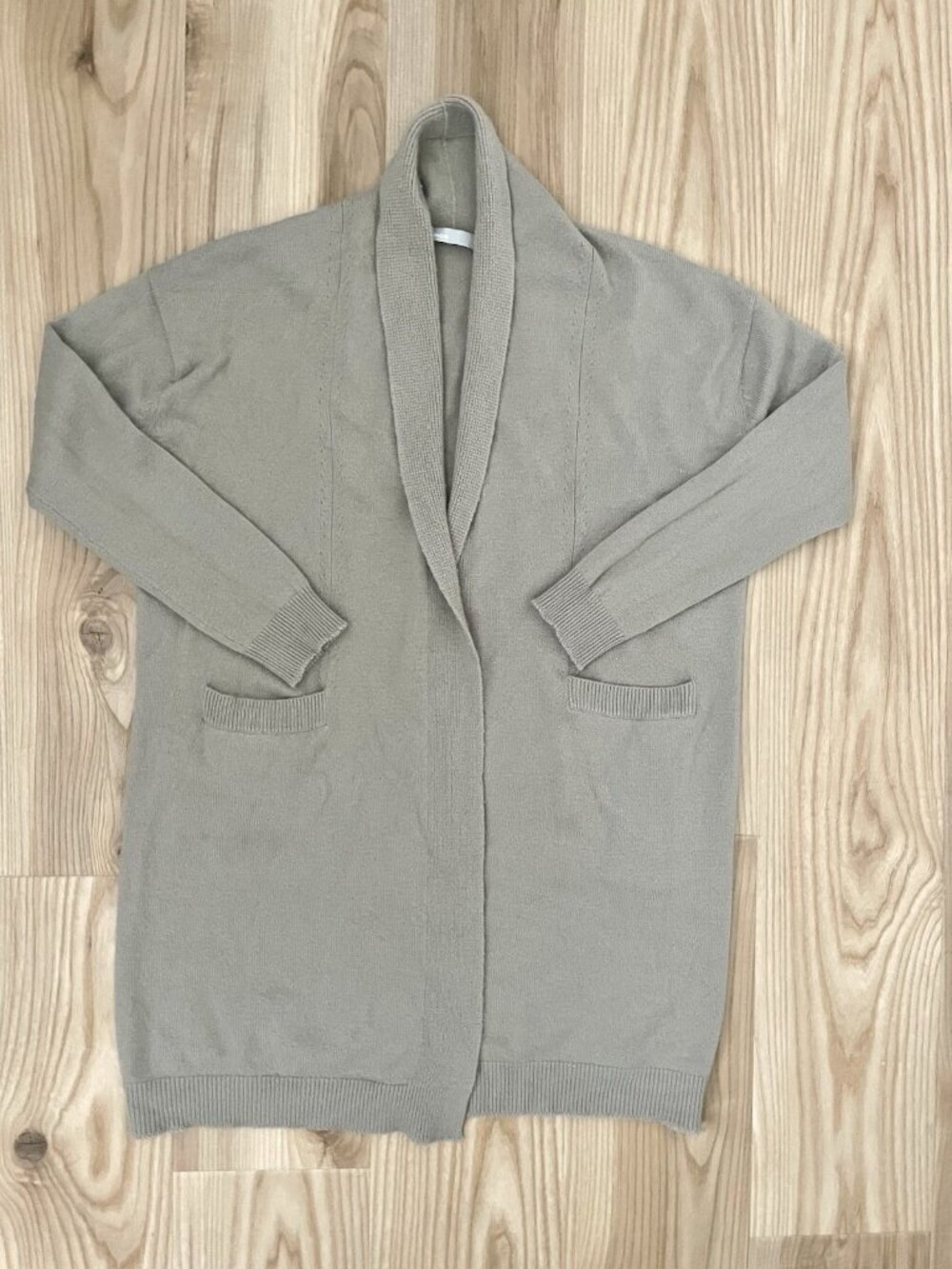 VINCE 100% Cashmere Duster Cardigan Sweater Shawl Collar Taupe size Small